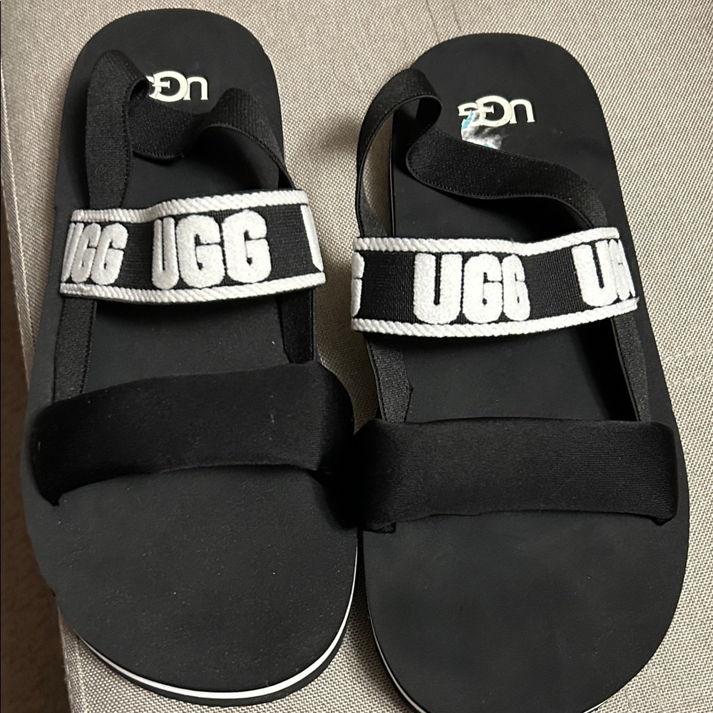 UGG Black and White Slide Sandals
